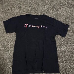 Navy Blue Champion T-Shirt (red,white, and blue logo) (Size: M)